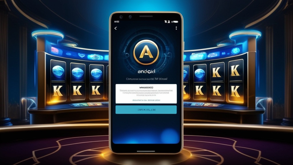 Android telefoon met APK-installatiescherm in een donkere casinostijl